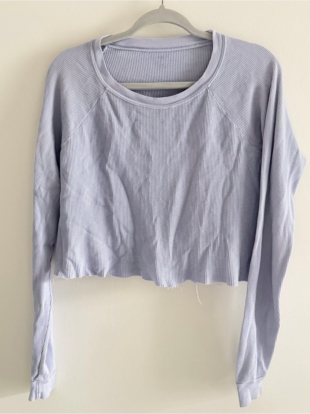 John Galt Brandy Melville Waffle Knit crop top Lavender Gray Long Sleeve
